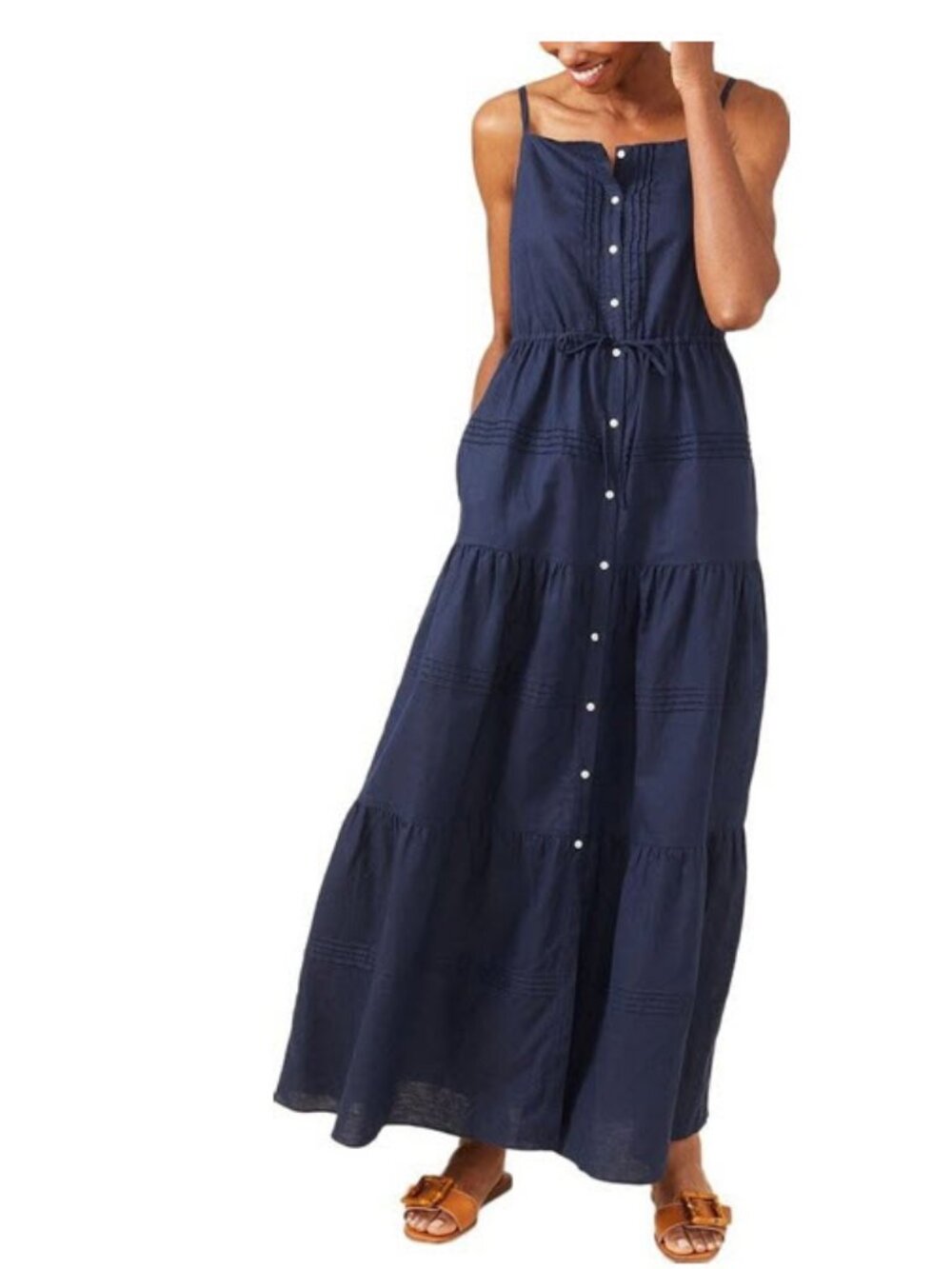 J. McLaughlin Ruth Linen-Cotton Maxi Dress- Size M